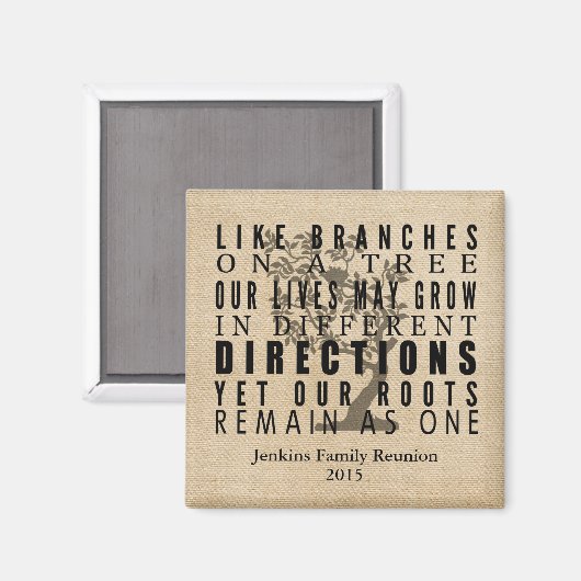 Aimant Branches Burlap sur un devis de réunion d'une fami (Recto/Verso)