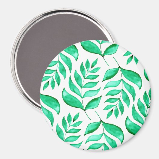 Aimant Branches d'aquarelle simples - vert (Recto/Verso)