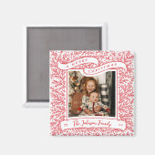 Aimant Branches généreuses Rouge et blanc Photo Noël (Recto/Verso)