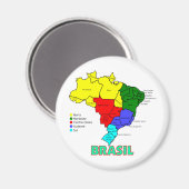 Aimant Brasil. Régions en couleur (Recto/Verso)