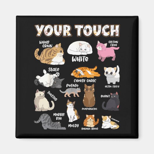 Aimant Bread Cats Variety Punny Cartoon Kitty Design  (Devant)