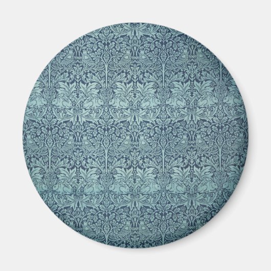 Aimant Brer Rabbit par William Morris Motif textile bleu (Devant)