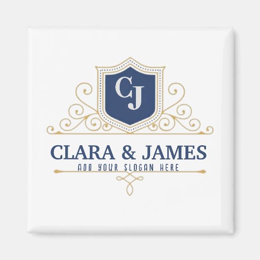 Aimant Bride And Groom Monogram Names Elegant Weeding (Devant)