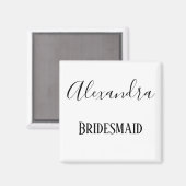 Aimant Bridesmaid noir et blanc cursive (Recto/Verso)
