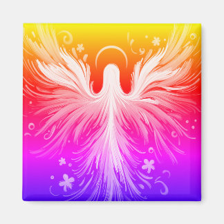 Aimant Bright Colorful Angel Design on a Square Key Chain