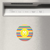 Aimant Bright Colorful Rainbow Striped Monogrammed (In Situ (Lave-vaisselle))