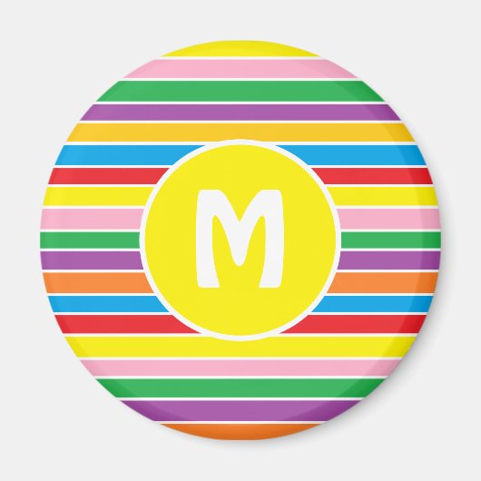 Aimant Bright Colorful Rainbow Striped Monogrammed (Devant)