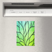 Aimant Bright Green Hues Creative Leave Motif (In Situ (Lave-vaisselle))