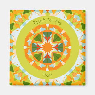 Aimant Bright Orange Green Reach for the Stars Motivation