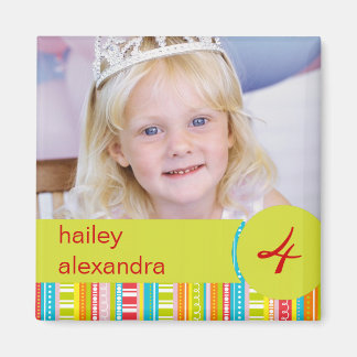 Aimant Bright Rainbo Stripes & Dots Anniversaire Photo Ma