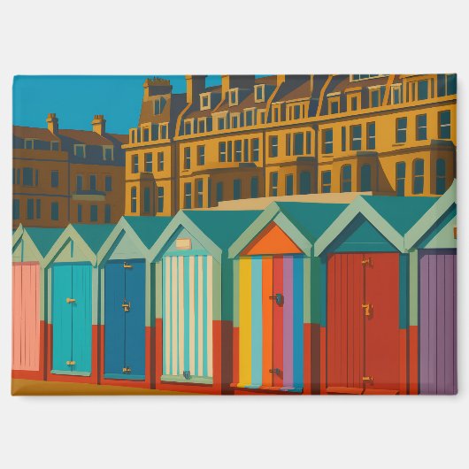 Aimant Brighton Beach Huts - Imprimer de bord de mer colo (Recto)