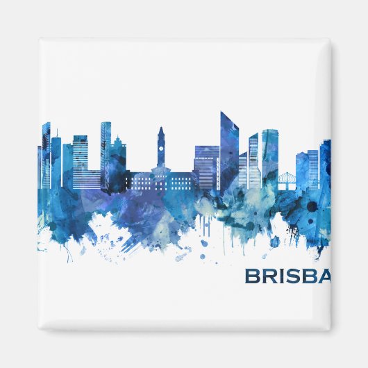 Aimant Brisbane Australie Skyline Blue (Devant)