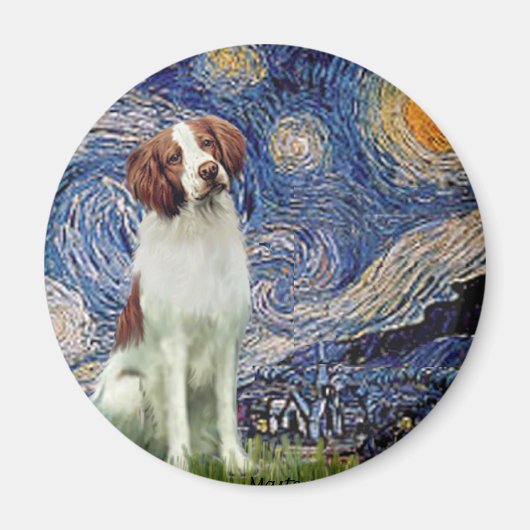 Aimant Brittany Spaniel 3 - Nuit étoilée (Devant)