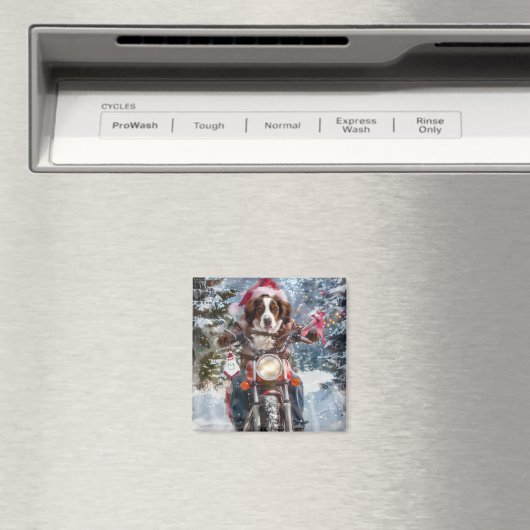 Aimant Brittany Spaniel Dog équitation moto Noël (In Situ (Lave-vaisselle))