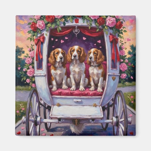 Aimant Brittany Spaniel Dog Valentine's Day  (Devant)