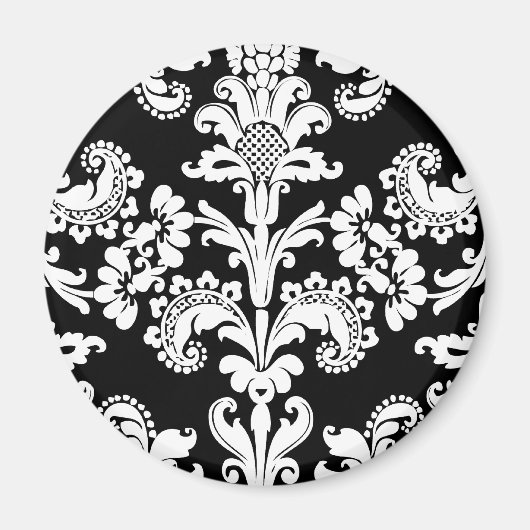 Aimant Brocade noir et blanc (Devant)