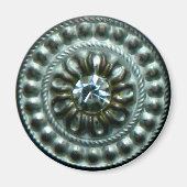 Aimant Broche argentée ancienne avec gemme (Devant)