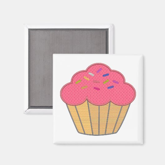 Aimant Broderie Faux Cupcake fraise Imprimer (Recto/Verso)