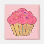 Aimant Broderie Faux Cupcake fraise Imprimer (Devant)