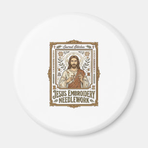 Aimant Broderie Jésus Travail à l'aiguille Jésus Broderie