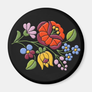 Aimant Broderie Kalocsa - Hongrois Folk Art noir bg.