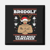 Aimant Brodolf Funny Christmas Buff Reindeer Gym Bodybuil (Devant)