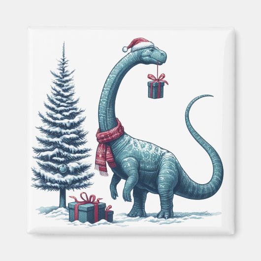 Aimant Brontosaurus dinosaure de Noël (Devant)