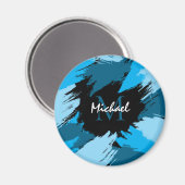 Aimant Brosse nuances de nom bleu avec monogramme (Recto/Verso)