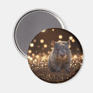 Aimant Brown Baby Wombat Sur Brown Bokeh Bliss,
