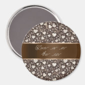 Aimant Brown Cream Hearts Ribbon (Recto/Verso)