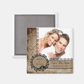 Aimant Brown Damask Inséparables Photo Save The Date Magn (Recto/Verso)
