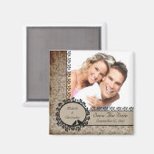 Aimant Brown Damask Inséparables Photo Save The Date Magn (Recto/Verso)