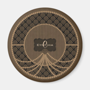 Aimant Brown de Pearl Damas-Round