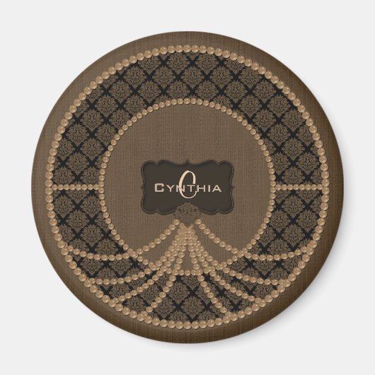 Aimant Brown de Pearl Damas-Round (Devant)