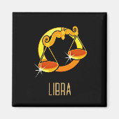 Aimant Brown et or Libra signe zodiaque noir (Devant)