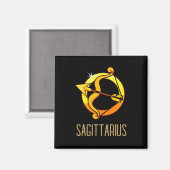 Aimant Brown et or Sagittarius signe zodiaque noir (Recto/Verso)