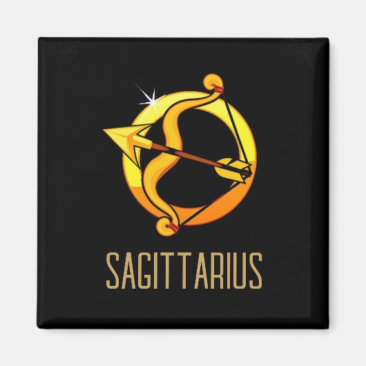 Aimant Brown et or Sagittarius signe zodiaque noir (Devant)