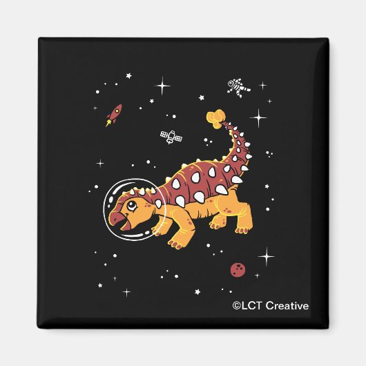 Aimant Brown Et Tan Ankylosaurus Dinos Dans L'Espace (Devant)