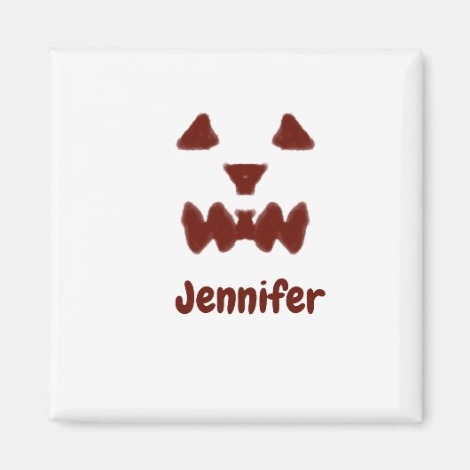 Aimant Brown Halloween effrayant visage chute ajouter nom (Devant)