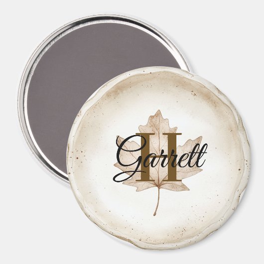 Aimant Brown Leaf Monogram Name (Recto/Verso)