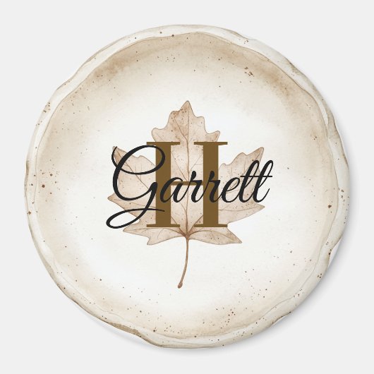 Aimant Brown Leaf Monogram Name (Devant)