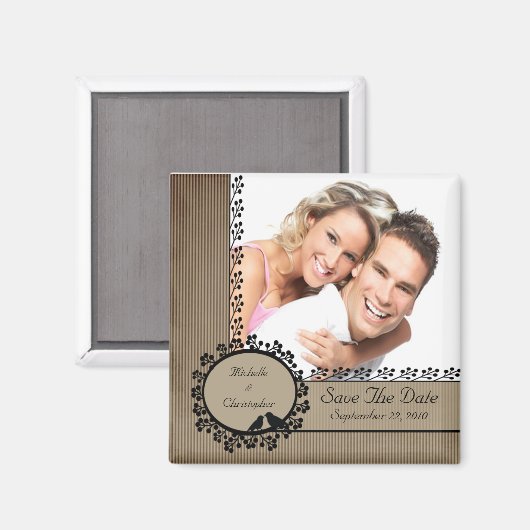 Aimant Brown Stripe Inséparables Photo Enregistrer L'Aima (Recto/Verso)