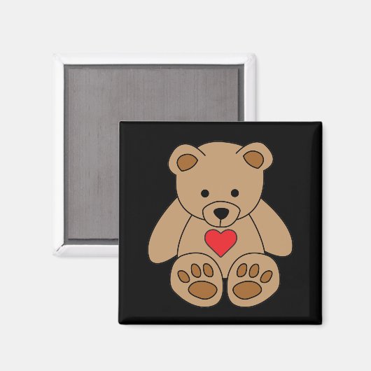 Aimant Brown Teddy Bear Coeur Saint Valentin Je t'aime (Recto/Verso)