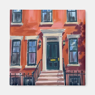 Aimant Brownstones de Boston Massachusetts Aquarelle