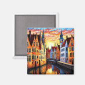 Aimant Bruges au coucher du soleil (Recto/Verso)