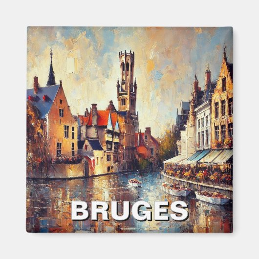 Aimant Bruges Belgique Tourisme Souvenir Peinture (Devant)