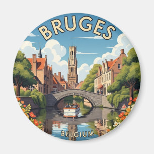 Aimant Bruges Belgique Voyage Souvenir Vintage