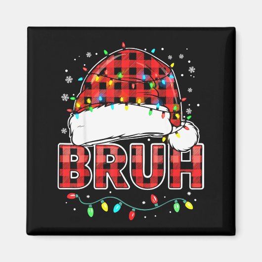 Aimant Bruh Funny Santa Hat Lights Christmas (Devant)