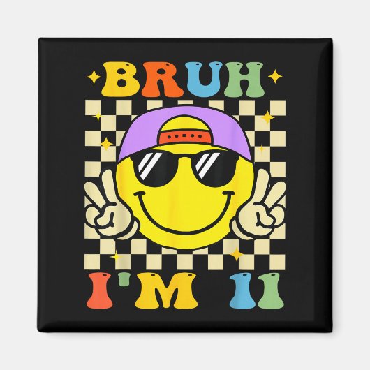 Aimant Bruh I'm 11 Years Old Purple Birthday Boys 11th Bi (Devant)