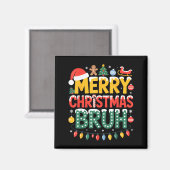 Aimant Bruh Merry Christmas Santa Hat Ugly Sweater Theme  (Recto/Verso)